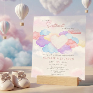 Dreamy Clouds Little Sweetheart Coed Baby Shower Invitation