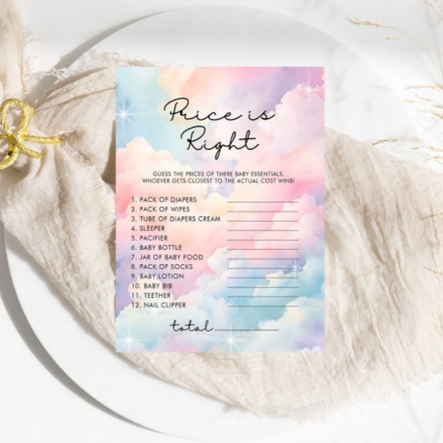 Dreamy Clouds Price is Right Baby Shower Game (Creator Uploaded)