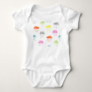 Dreamy Clouds: Watercolor Heart Rain Baby Bodysuit