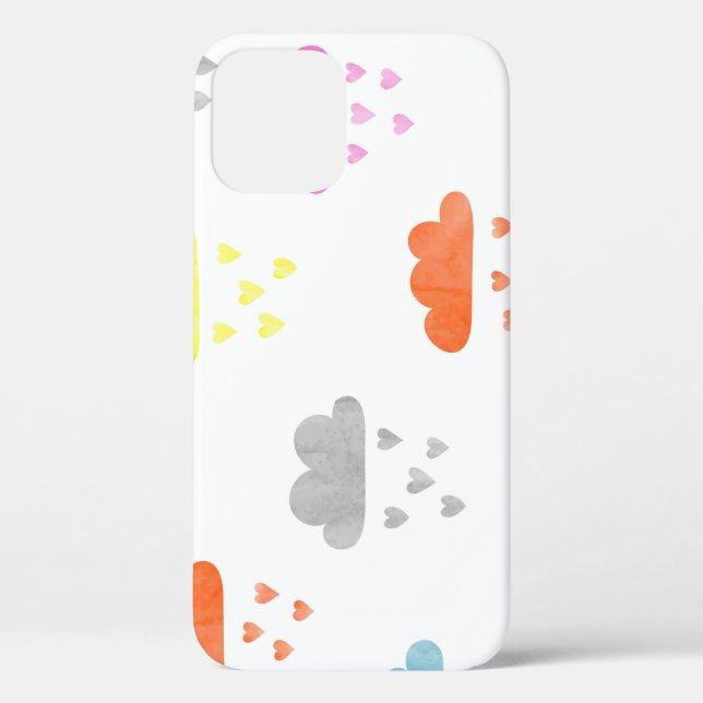 Dreamy Clouds: Watercolor Heart Rain Case-Mate iPhone Case (Back)