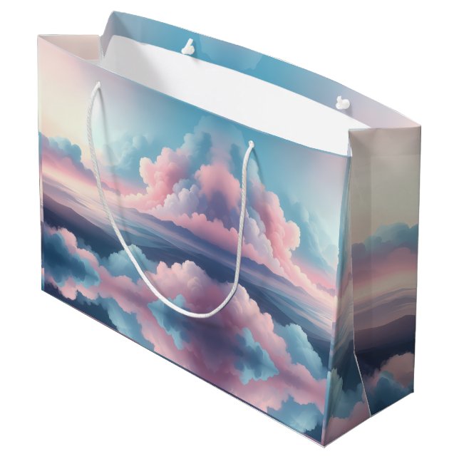 Dreamy Cloudscape — Pastel Sky Fantasy Art Large Gift Bag (Back Angled)