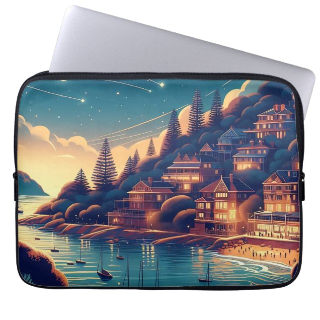 Dreamy Coastal Night Laptop Sleeve (Front)
