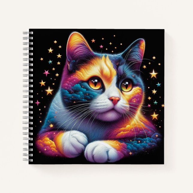 Dreamy colorful cat notebook! notebook (Front)