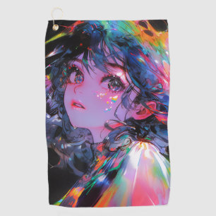 Dreamy Colour Splash Anime Girl Golf Towel