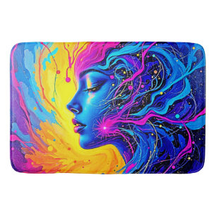 Dreamy Colourful Abstract Woman Bath Mat