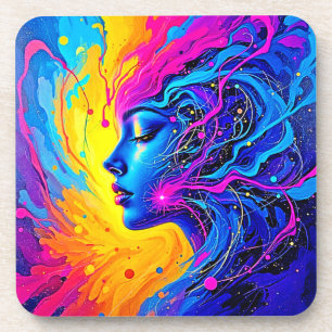 Dreamy Colourful Abstract Woman Coaster