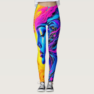 Dreamy Colourful Abstract Woman Leggings
