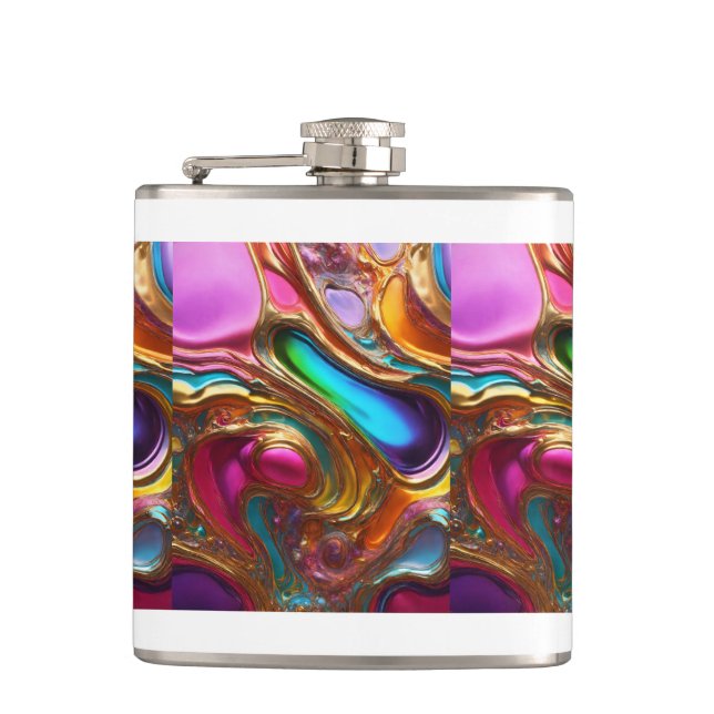  Dreamy Colourful Vinyl-Wrapped flask  (Front)