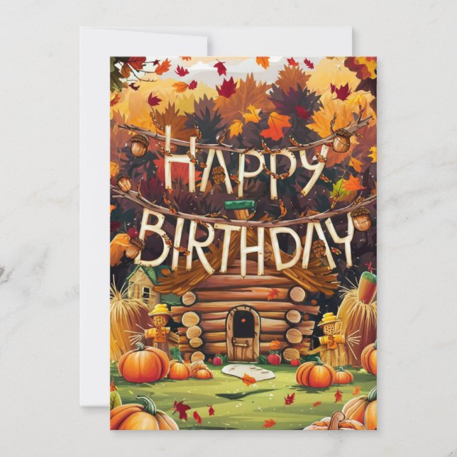 Dreamy Colourful Wish Autumn Fall Happy Birthday Card (Front)
