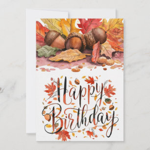 Dreamy Colourful Woods Autumn Fall Happy Birthday Card