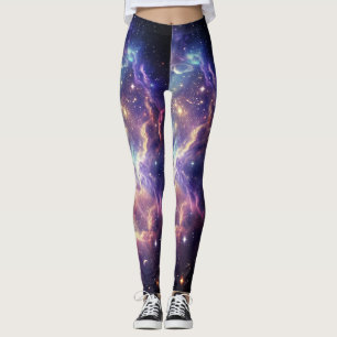 Dreamy Cosmic Nebula Glow Leggings