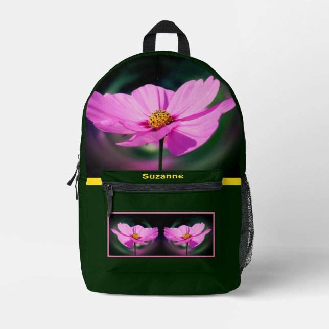 Dreamy Cosmos Flower Personalised Printed Backpack (Front)