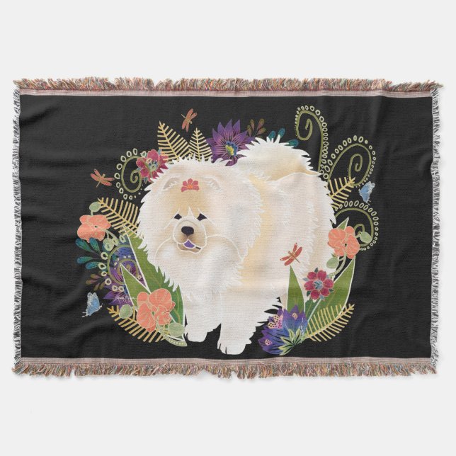 DREAMY CREAMY cream chow Throw Blanket (Front)