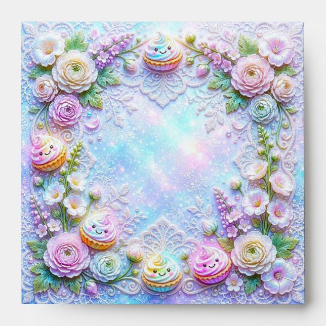 Dreamy Cupcake Square Envelopes (Front)