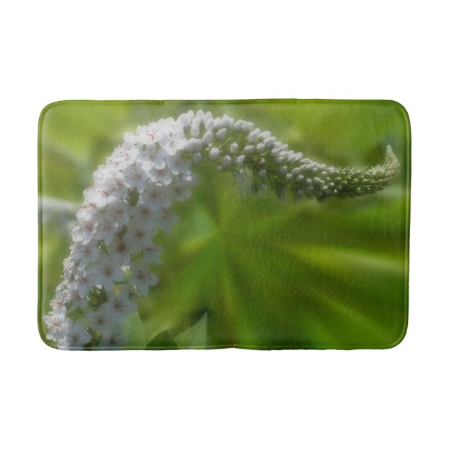Dreamy Curling White Flower   Bath Mat (Front)