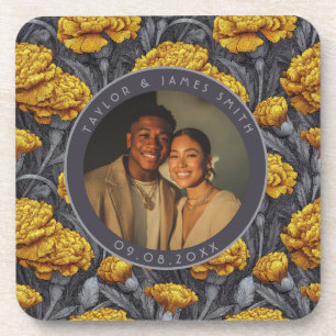 Dreamy Custom Carnation Flower Seasonal Wedding Coaster