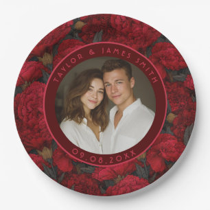 Dreamy Custom Carnation Garden Lakeside Wedding Paper Plate