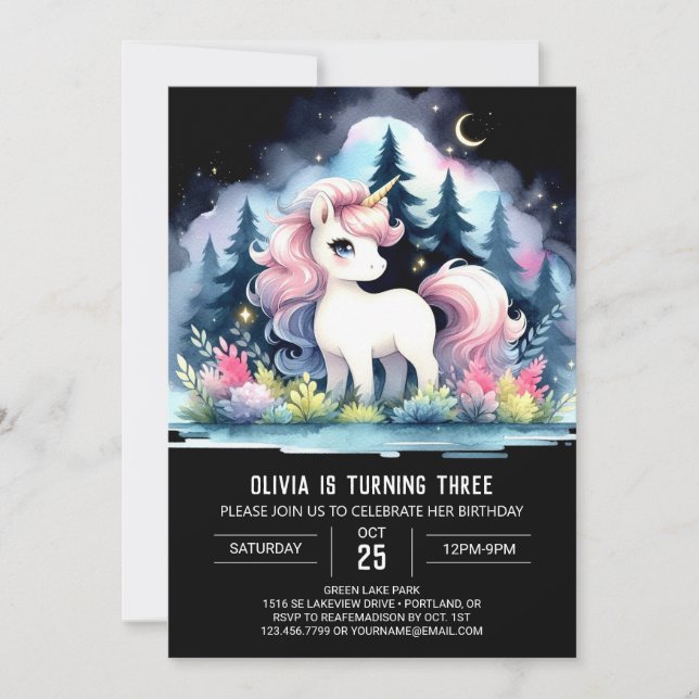 Dreamy Custom Horse Birthday Invitation (Front)