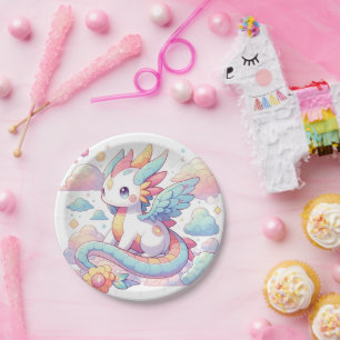 Dreamy Cute Dragon Baby Shower Paper Plate