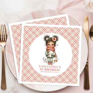 Dreamy Cute Fairy Flowers 5th Birthday Party Napkin
