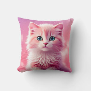 Dreamy Cute Fluffy Pink Kitty Cat Cushion