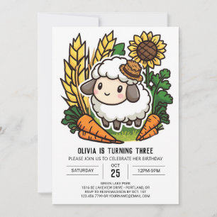 Dreamy Cute Sheep Digital Birthday Invitation