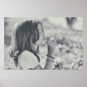 Dreamy Dandelion Moment – Black & White Poster