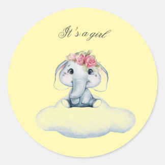 Dreamy Days with Rosie the Elephant. Classic Round Sticker