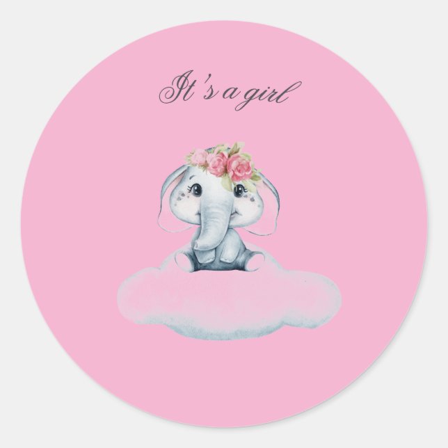 Dreamy Days with Rosie the Elephant. Classic Round Sticker (Front)