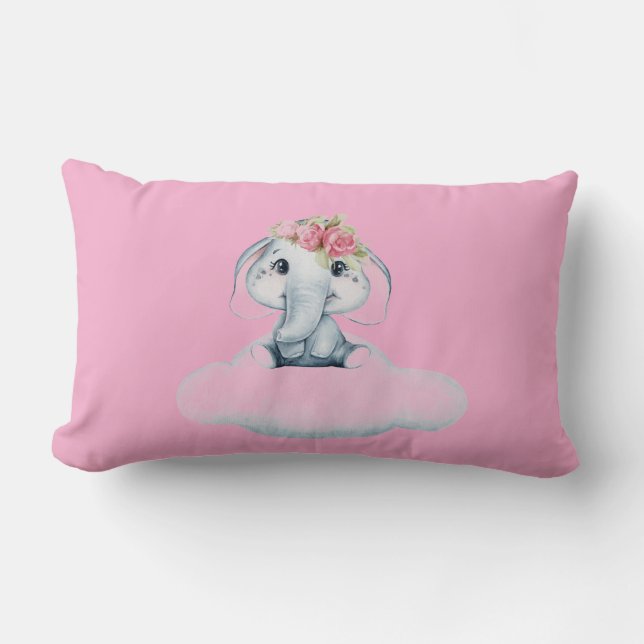 Dreamy Days with Rosie the Elephant. Lumbar Cushion (Front)