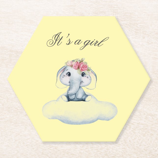 Dreamy Days with Rosie the Elephant. Paper Coaster (Front)