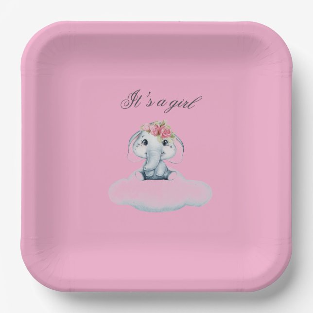 Dreamy Days with Rosie the Elephant. Paper Plate (Front)