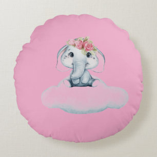 Dreamy Days with Rosie the Elephant Round Cushion
