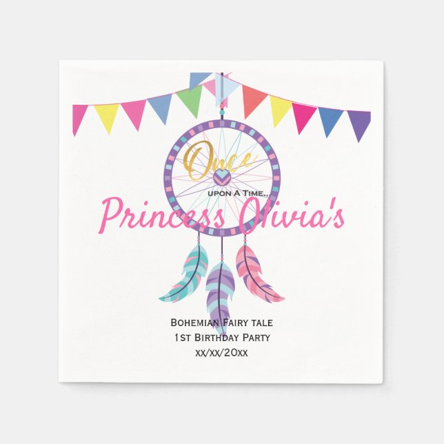 Dreamy Dreamcatcher Birthday Celebration Napkin (Front)