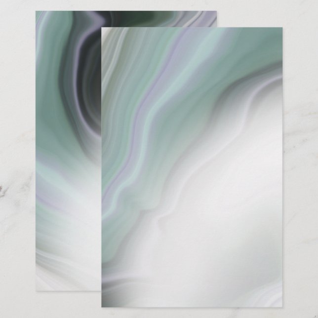 Dreamy Dusty Sage Agate Blank Stationery (Front/Back)