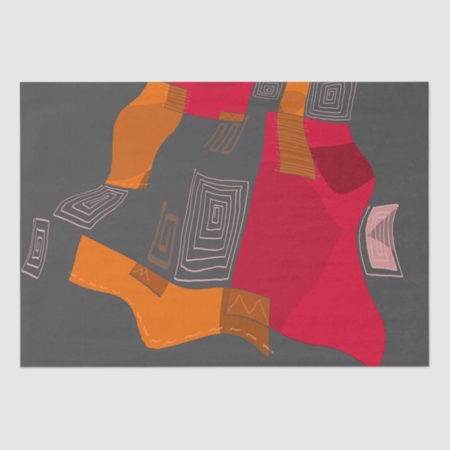 Dreamy Egyptian Collage - Red Orange Grey Tissue Paper (Front)