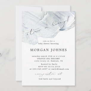 Dreamy Elegant Blue   Baby Shower Invitation