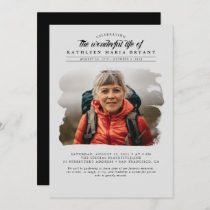 Dreamy Elegant Celebration of Life Funeral Photo I Invitation