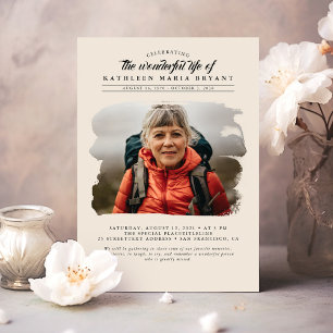 Dreamy Elegant Celebration of Life Funeral Photo Invitation