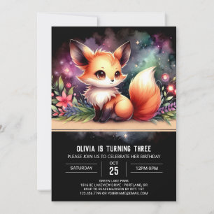 Dreamy Elegant Fox Birthday Invitation