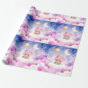 Dreamy elephant and stars giant wrapping roll paper
