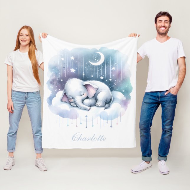 Dreamy Elephant  Cloud Baby  Fleece Blanket (In Situ)