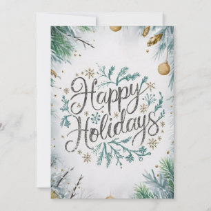 Dreamy Enchanted Wishes Happy Winter Holiday Card