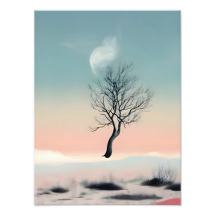 Dreamy Escape: Floating Tree with Feather Photo Print