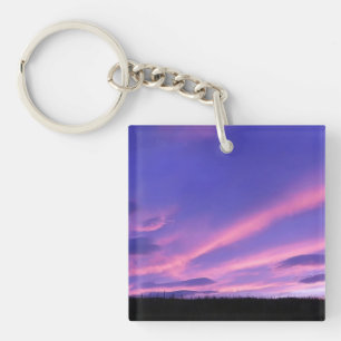 Dreamy Evening Sky Purple Orange Aesthetic Scene Key Ring