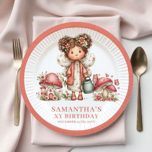 Dreamy Fairy 2nd Birthday Blush Pink Flowers Paper Plate