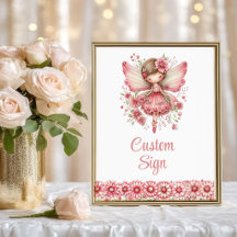 Dreamy Fairy Girl Blush Floral Birthday Custom Sig