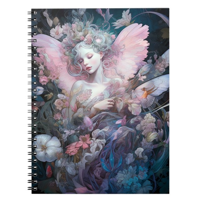 Dreamy Fairy Girl  Pink Blue Fantasy Art Notebook (Front)
