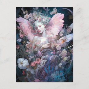 Dreamy Fairy Girl  Pink Blue Fantasy Art Postcard