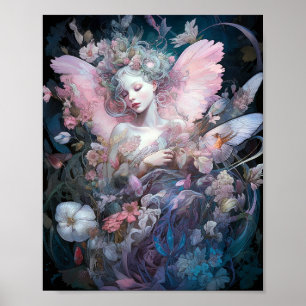 Dreamy Fairy Girl Pink Blue Fantasy Art Poster